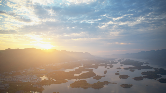 仙岛湖风景取/仙岛云层之上/大气航拍延时