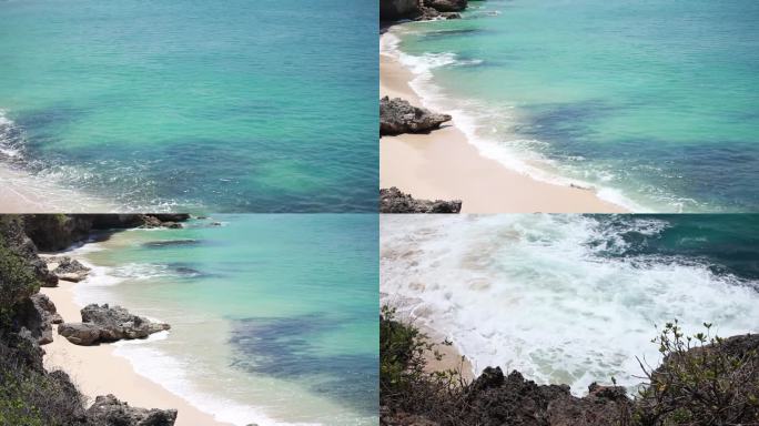 礁石 沙滩 海浪拍打礁石 大海 浪花