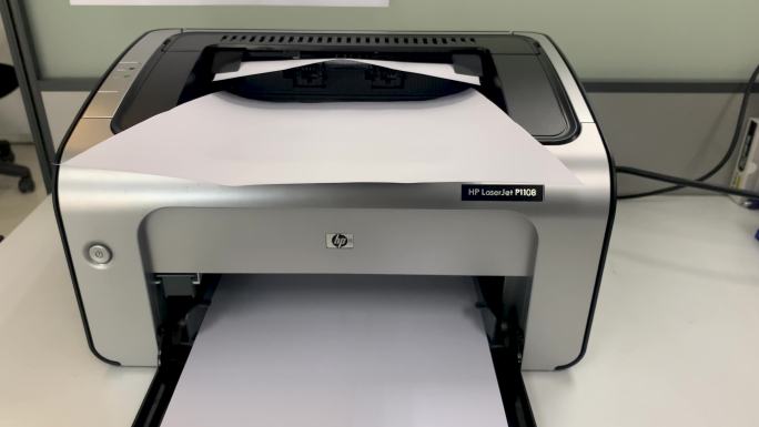 办公室激光打印机打印出纸原声实拍4K