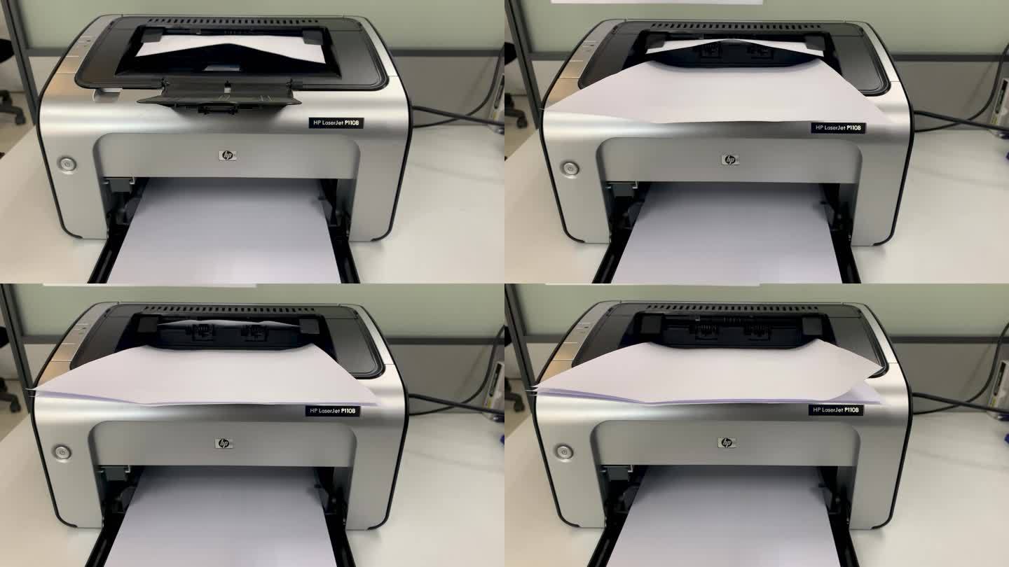 办公室激光打印机打印出纸原声实拍4K