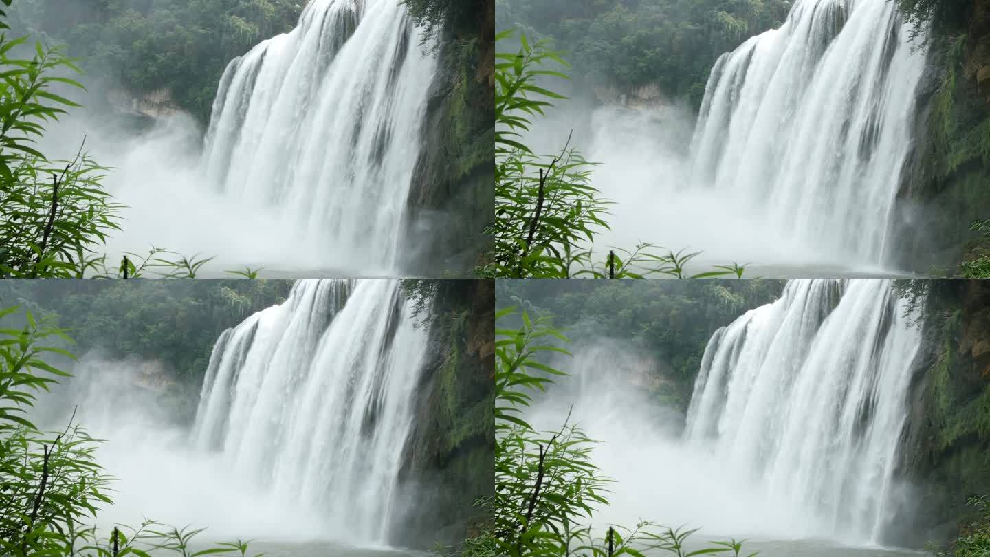 中国黄果树瀑布丰水期的瀑布倾斜而下的瀑布
