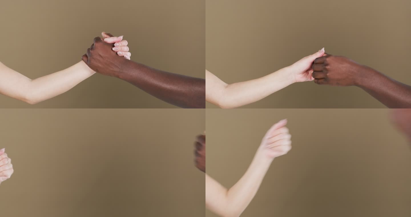 时髦的问候方式握手打招呼黑白人种