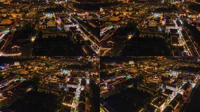 4K-航拍延时青岛即墨古城夜景