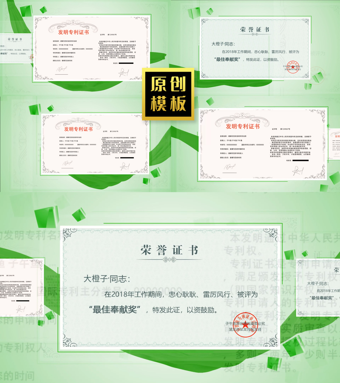 绿色生态环保荣誉证书图文介绍奖牌照片包装