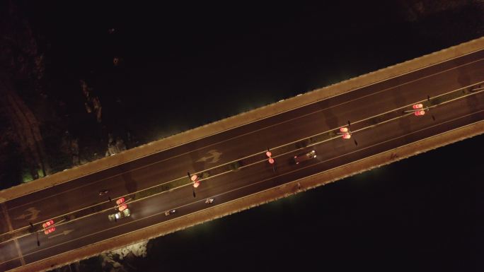 南平光泽 夜景 街道 航拍马路车流跃进桥