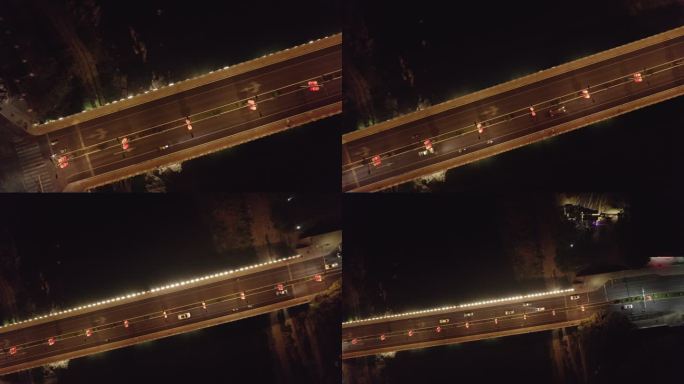 南平光泽 夜景 街道 航拍马路车流跃进桥