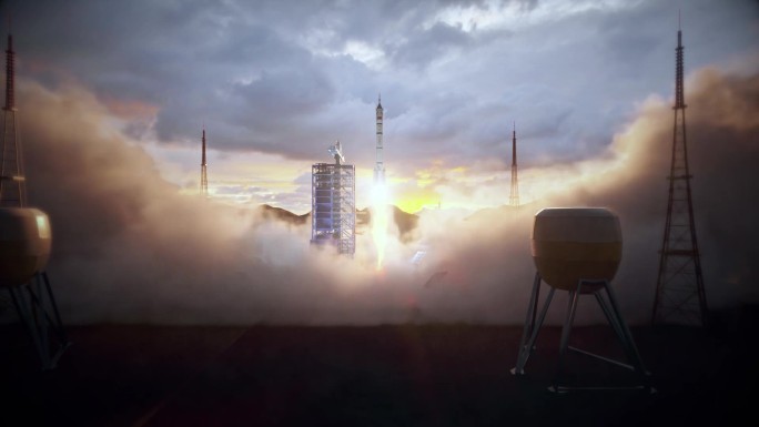 C4D工程黄昏火箭发射中国长征火箭