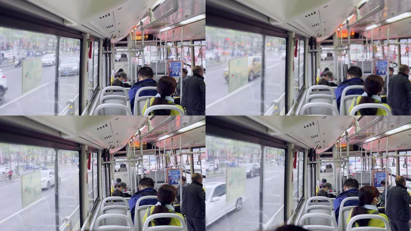 公交车行驶过程中车内拍摄