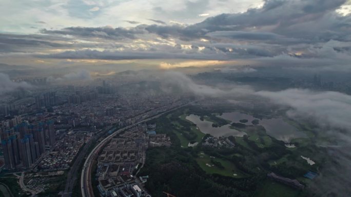 早霞龙岗大道城市风光