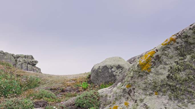 西班牙加利西亚海岸线蓬塔纳里加灯塔全景