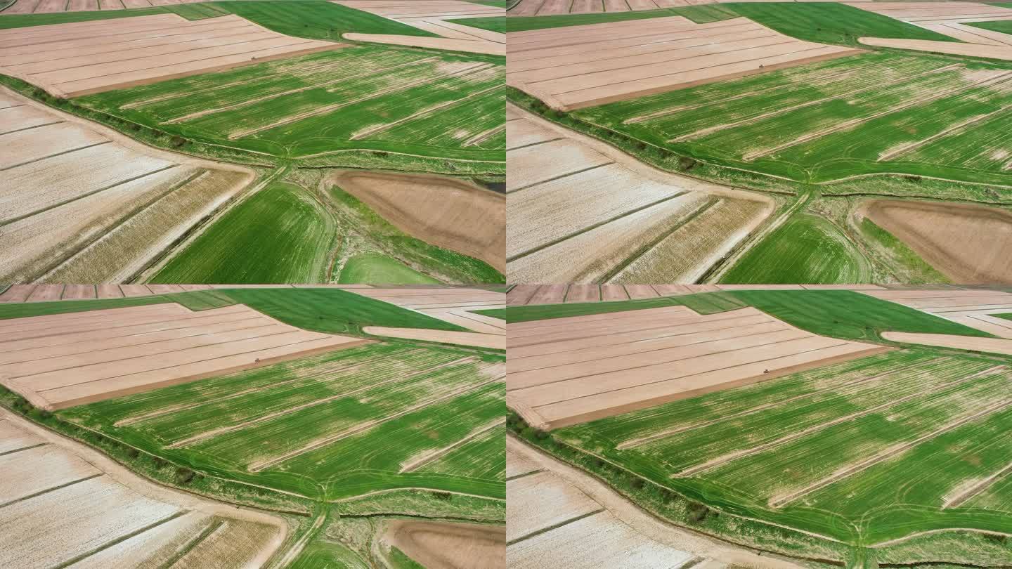 农田鸟瞰图农业农田耕地种植大米水稻粮食庄