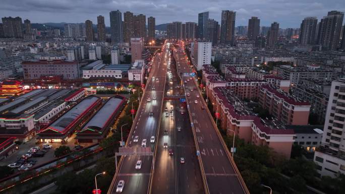 盘龙区二环快速a线夜景航拍