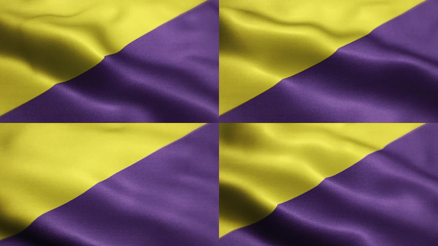无名紫色和黄色可循环的运动队挥舞国旗动画背景库存视频-国家运动队、足球、足球、篮球、橄榄球、排球、棒