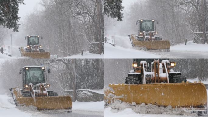 犁清理积雪的道路下大雪除雪机