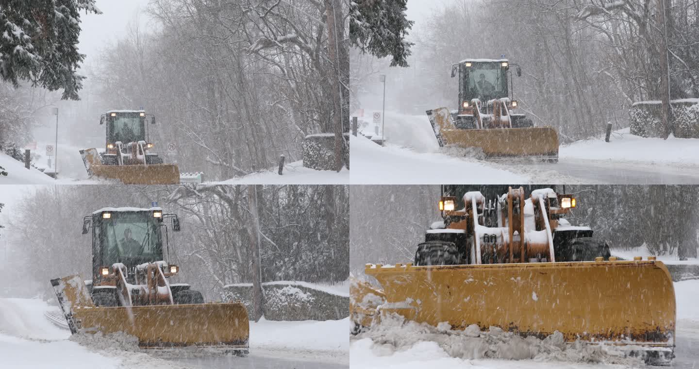 犁清理积雪的道路下大雪除雪机
