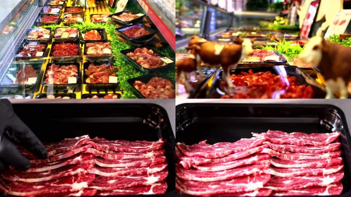 超市生鲜鲜肉生牛肉排骨肉馅精廋肉4k