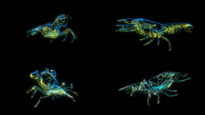 朋克风全息龙虾透明通道素材