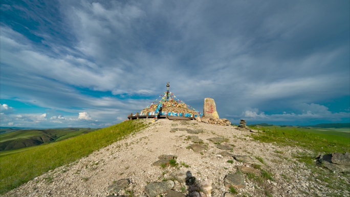 航拍内蒙古城市呼伦贝尔草原生态旅游