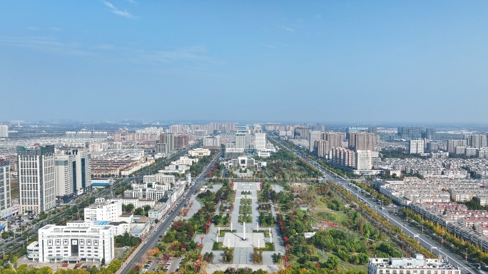 航拍宿迁千鸟园 府东广场