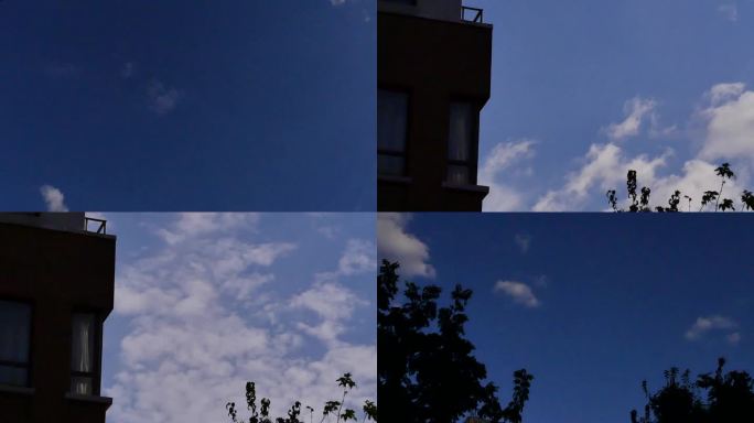 楼角流云云朵消散延时摄影天空云彩白云飘飘