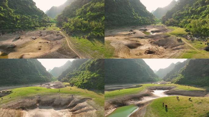 4K航拍广西更望湖日照光影一镜到底