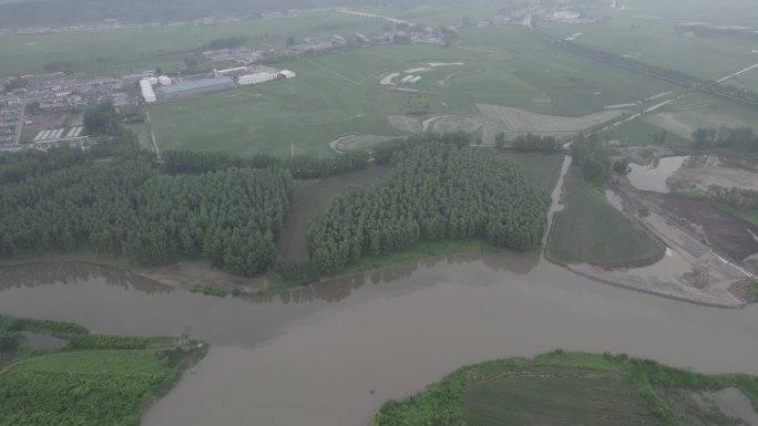 航拍梅河口辉发河湿地