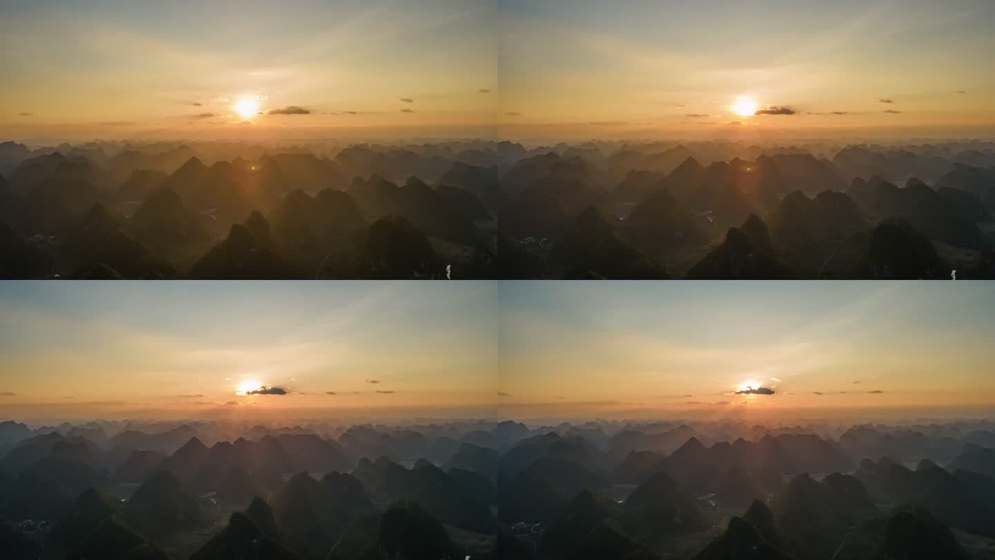 南宁隆安更望湖日落航拍延时视频