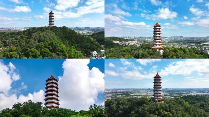 中山黄圃天福塔航拍延时多镜头合集