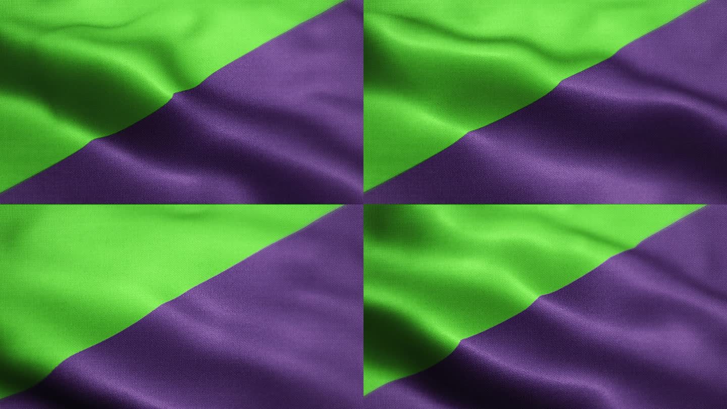 运动队的无名绿色和紫色可循环挥舞旗帜动画背景库存视频-国家运动队、足球、足球、篮球、橄榄球、排球、棒