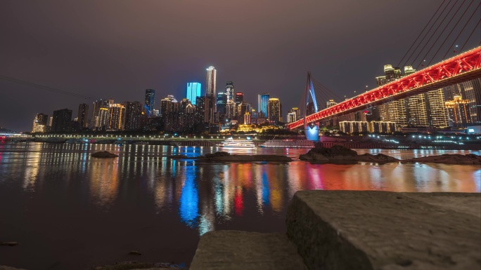 重庆东水门大桥渝中半岛夜景延时