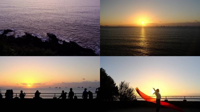 短片海岛眺望大海上日出