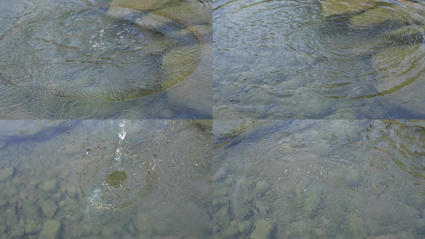石头落入水中升格拍摄