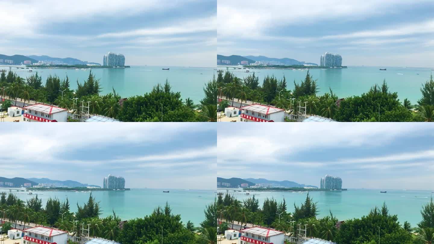 三亚凤凰岛海景海边海滩椰树椰林绿影