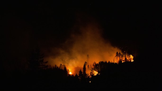 俄勒冈州胡德山附近森林火灾的时间流逝