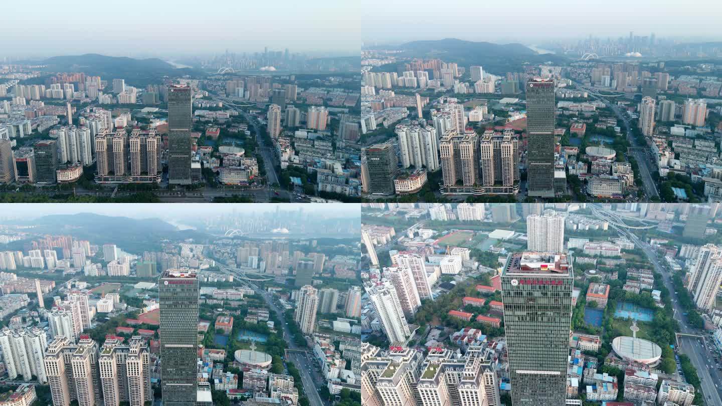 广西南宁南湖名都大酒店高楼航拍城市风景