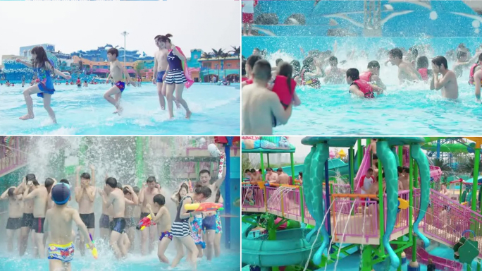 4K_水世界孩子戏水亲子玩耍夏日水乐园