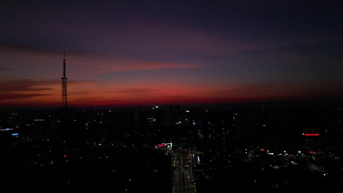 城市 傍晚 晚霞 落日 余晖