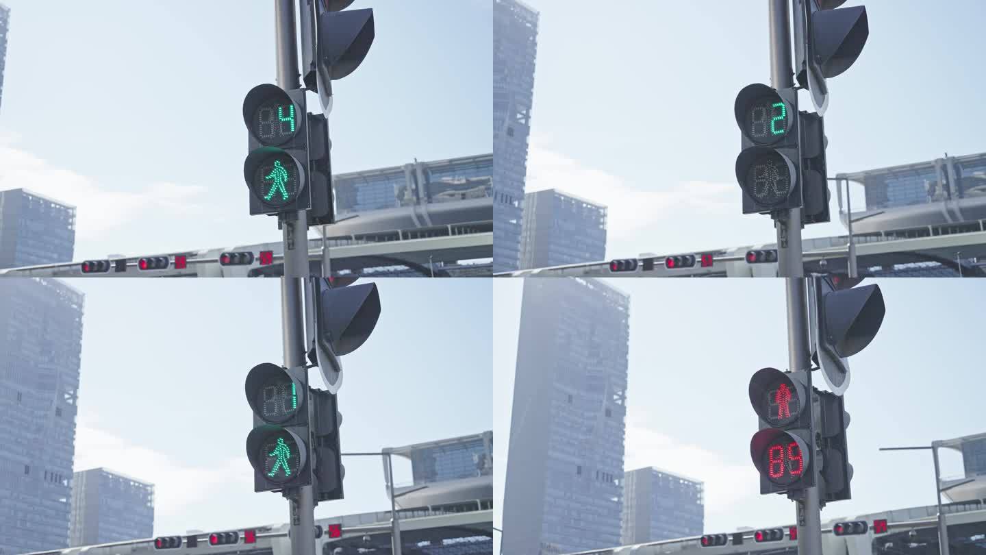 4K正版-道路交通信号灯-绿灯转红灯