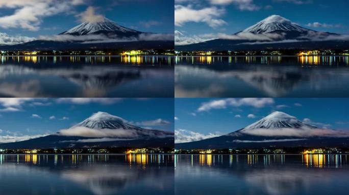 晚上的富士山川口子