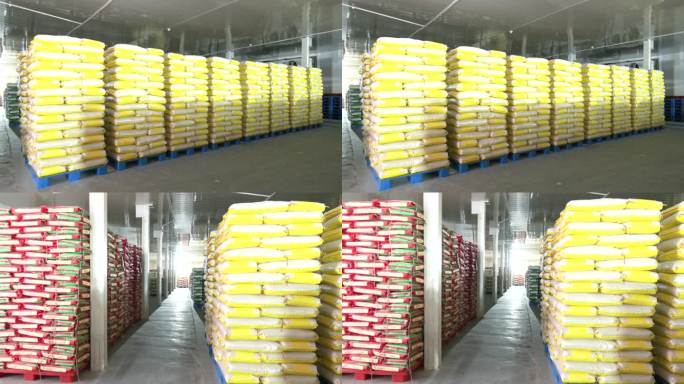 粮油仓库排列整齐的千吨大米