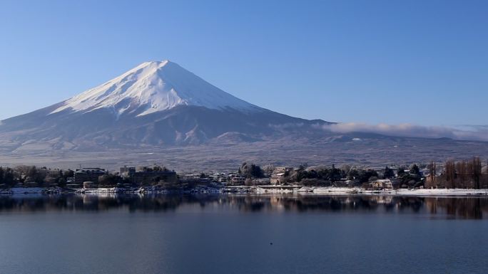 日本川口湖富士山4k视频