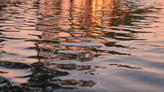 夕阳下波光粼粼的河面