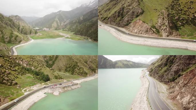 新疆草原湖泊大小龙池航拍4K 30帧