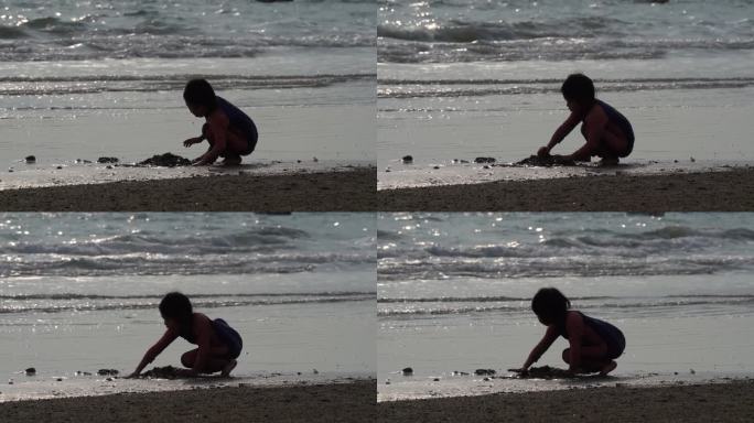 海边玩耍的孩子