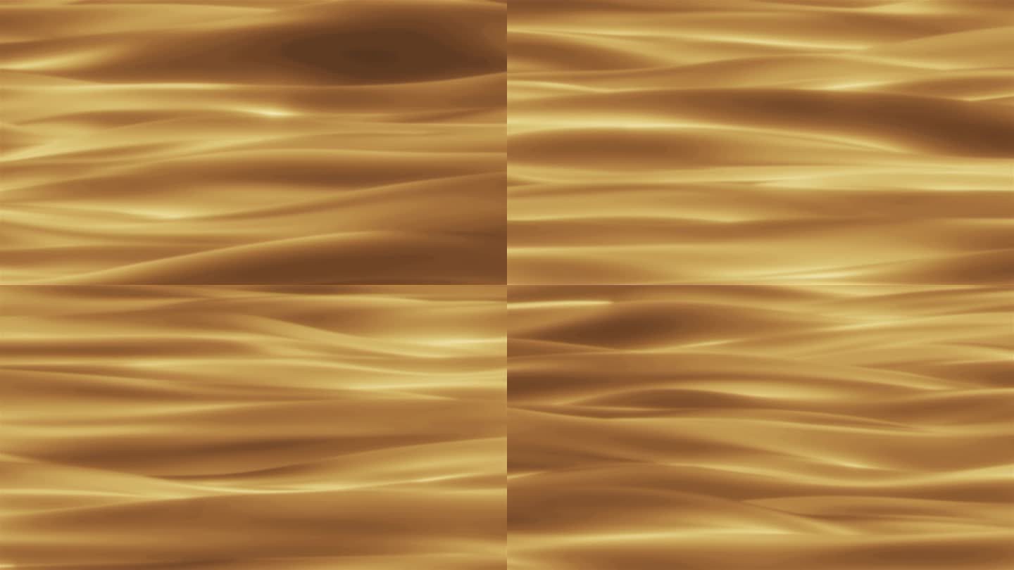 4K金色波浪起伏创意抽象波涛无缝循环背景