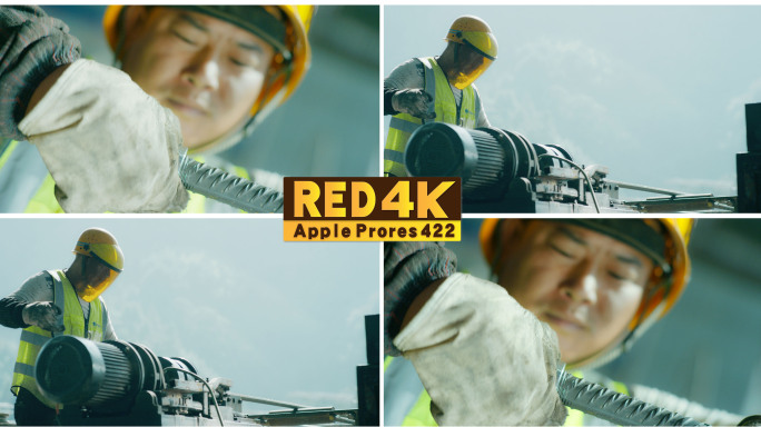 「RED拍摄」工人大山高速路桥钢筋加工