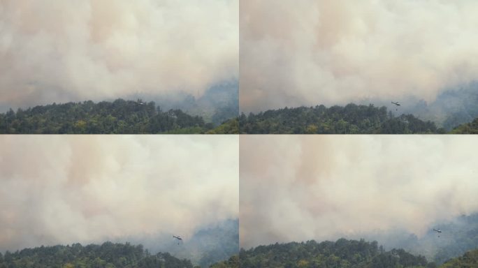 森林火灾森林大火熄灭浓烟救援消防队