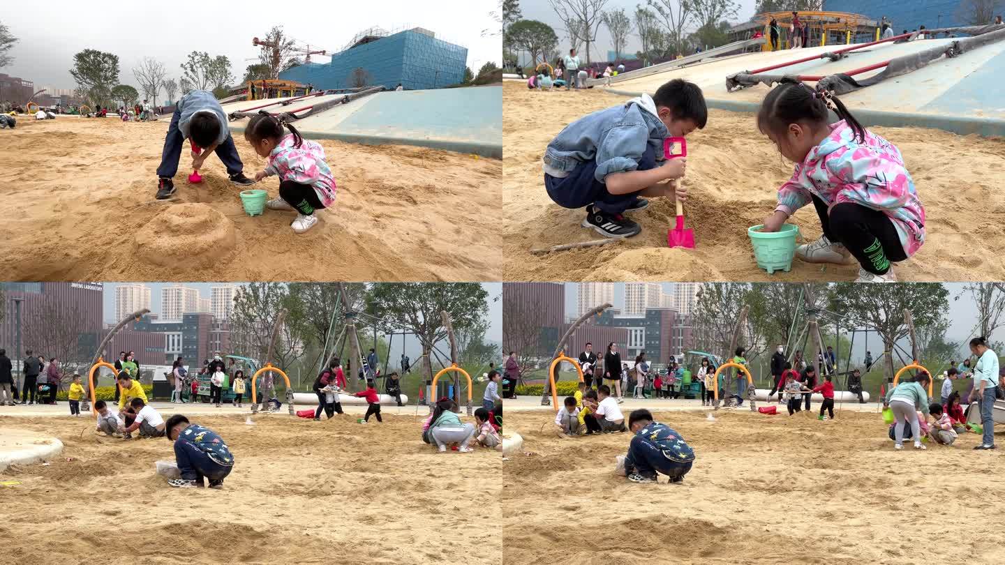 儿童公园玩沙