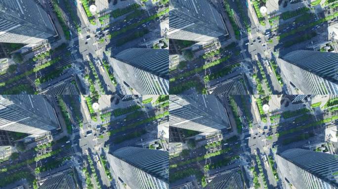 4K正版-俯拍商业中心十字路口车流05