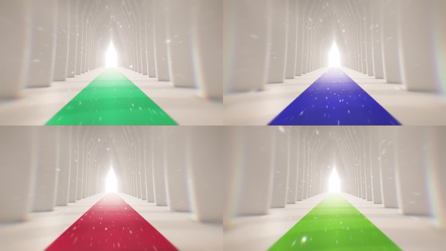 穿越未来隧道（Loopable）抽象3D动画，慢动作。照明走廊、室内设计、宇宙飞船、科学、技术、科学